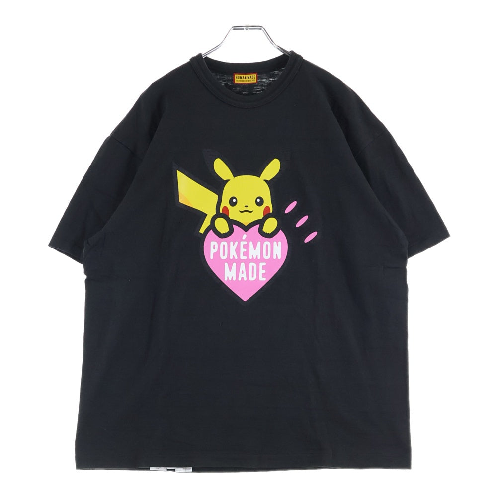 HUMAN MADE(ヒューマンメイド) ×POKEMON ポケモン フロントプリント クルーネック 半袖Tシャツ ブラック/ピンク