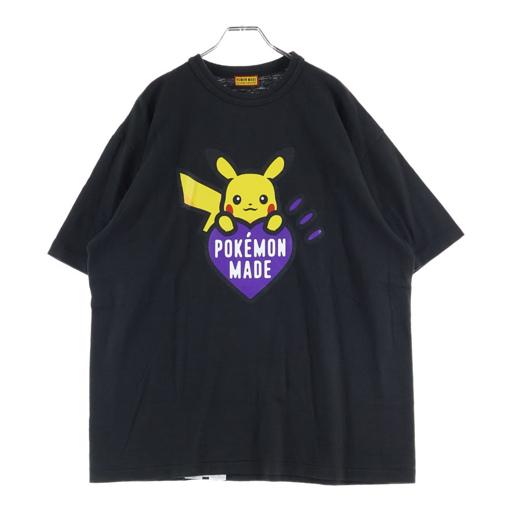 HUMAN MADE(ヒューマンメイド) ×POKEMON ポケモン フロントプリント クルーネック 半袖Tシャツ ブラック/パープル