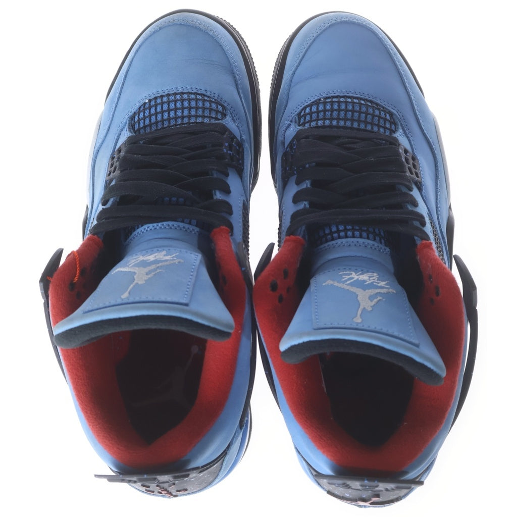 NIKE(ナイキ) ×TRAVIS SCOTT AIR JORDAN4 RETRO CACTUSJACK UNIVERSITYBLUE 308497-406 トラヴィススコット エアジョーダン4 レトロ ハイカットスニーカー US9/27.0cm ブルー