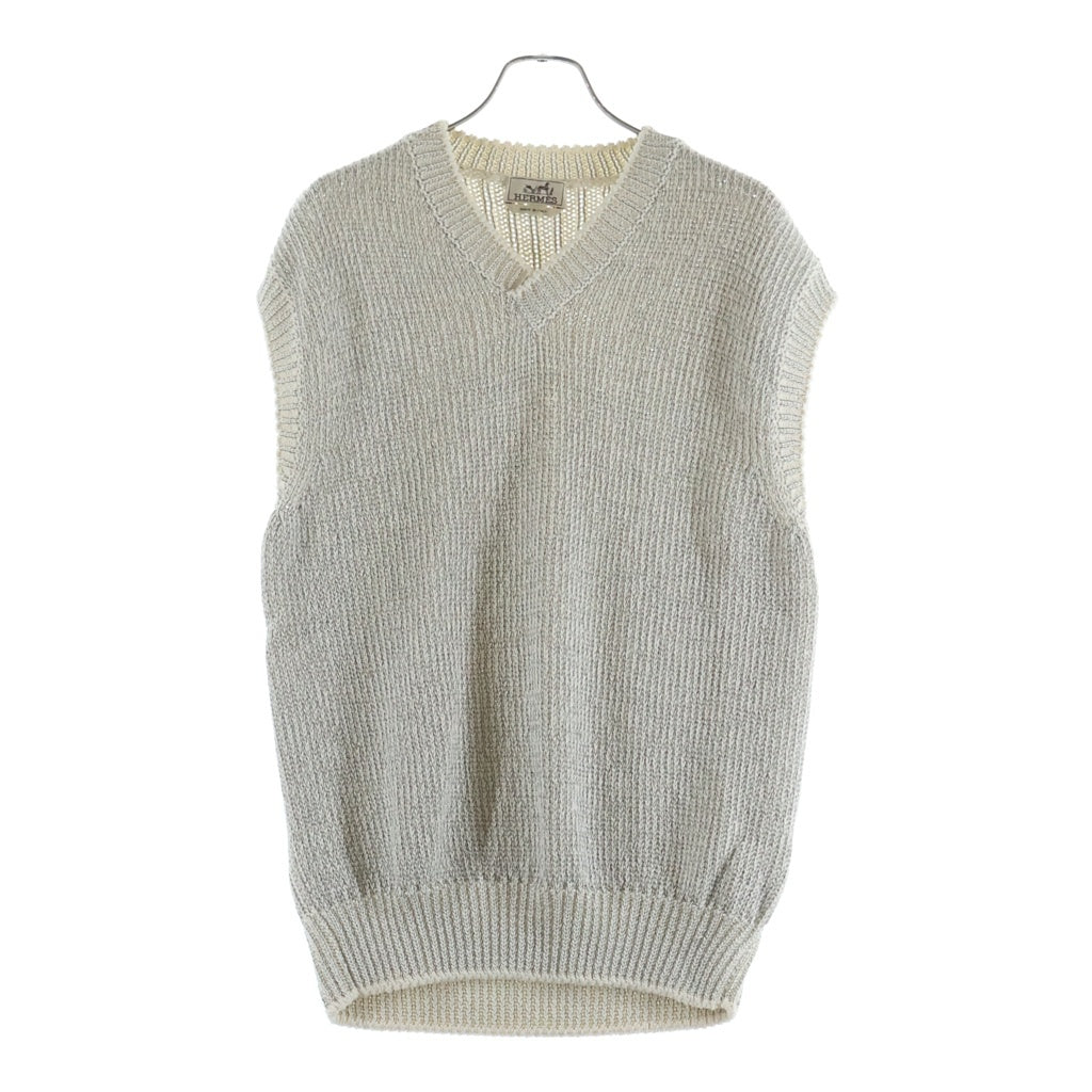 エルメス Hモチーフニットベスト HERMES(エルメス) Knit vest ナイロンケーブルニットベスト ホワイト