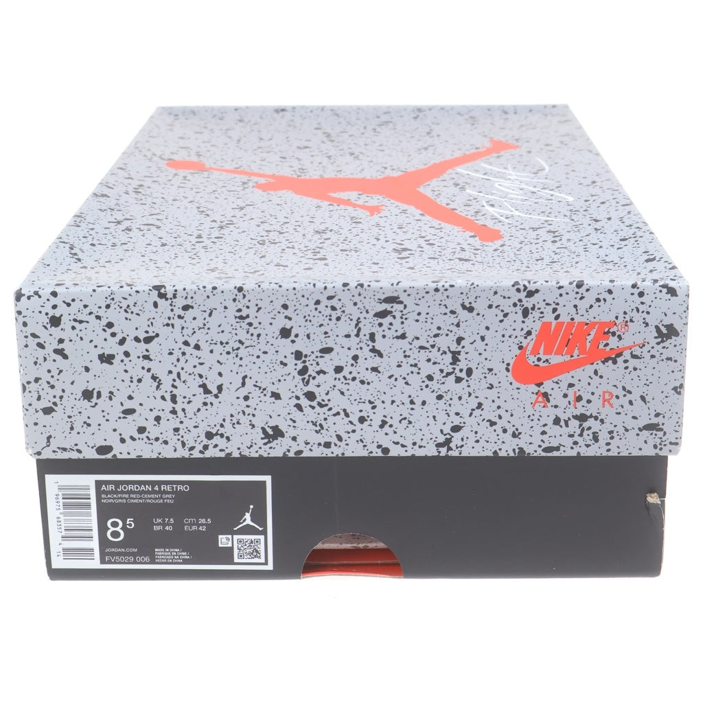 NIKE(ナイキ) AIR JORDAN 4 RETRO BRED REIMAGINED FV5029-006 エアジョーダン レトロ ブレッドリイマジンド ハイカットスニーカー US8.5/26.5cm ブラック/レッド