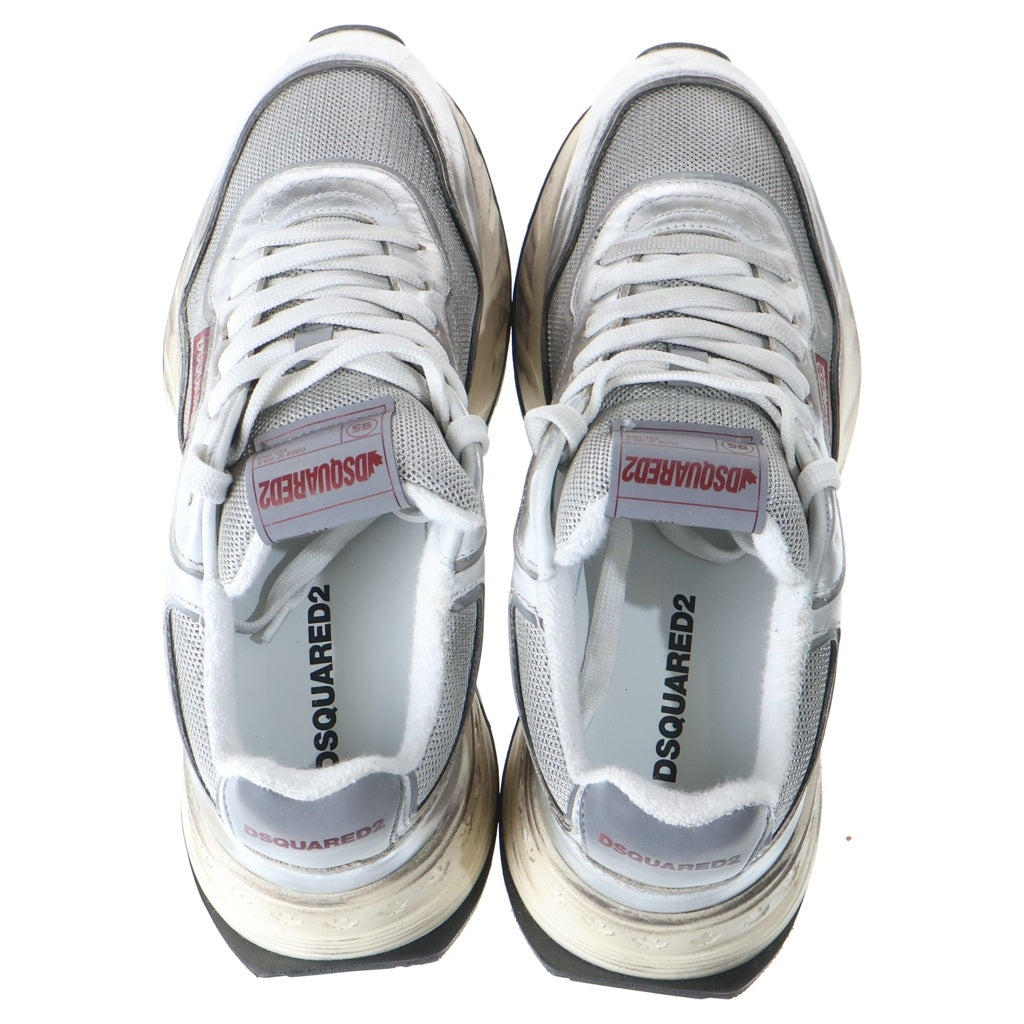 DSQUARED2(ディースクエアード) Sprinter Sneakers SNW0281347081852137 ヴィンテージ加工 ローカットスニーカー シルバー 42.5