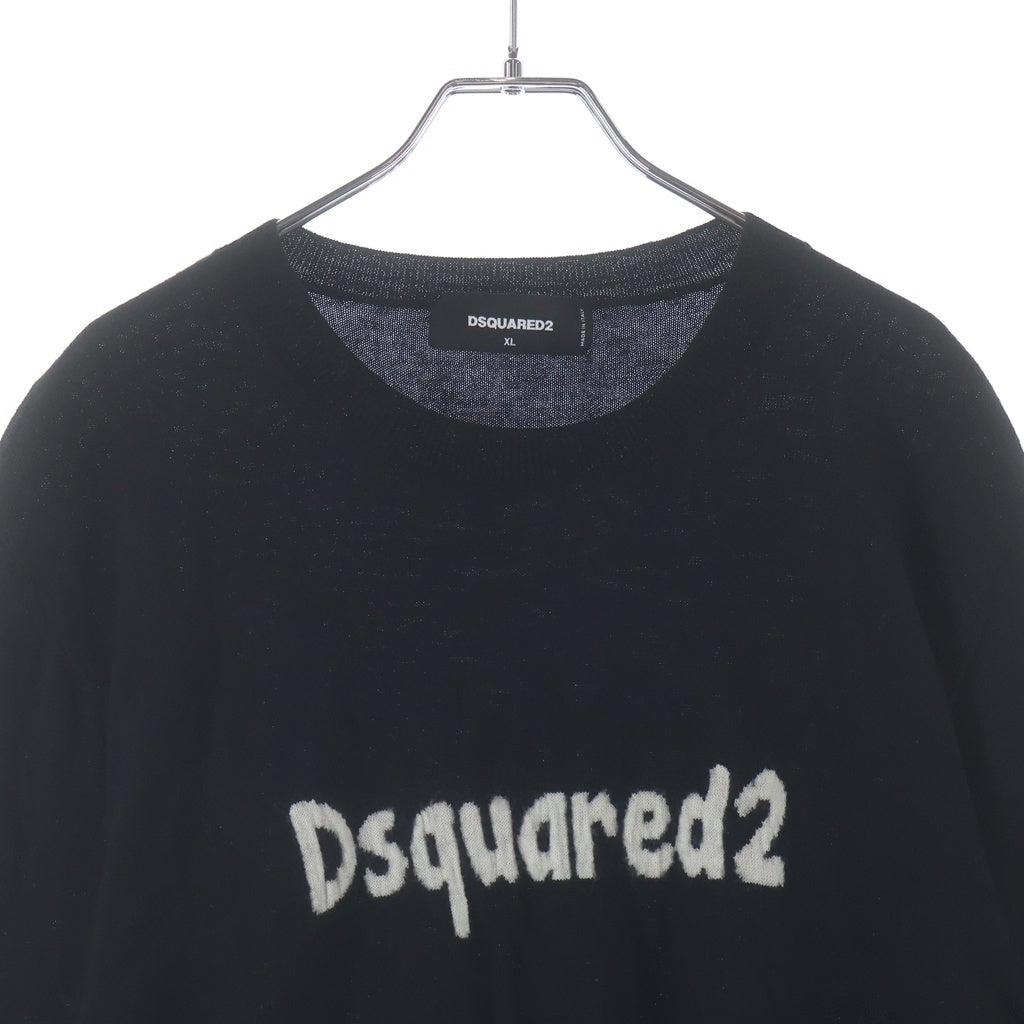 DSQUARED2(ディースクエアード) CARTOON PULLOVER センターロゴ 長袖ニット S71HA1173 ブラック