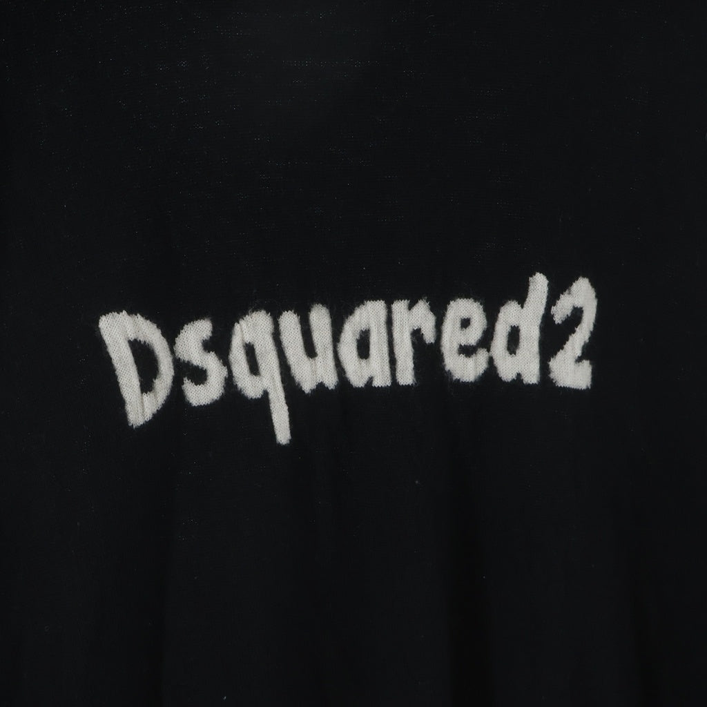 DSQUARED2(ディースクエアード) CARTOON PULLOVER センターロゴ 長袖ニット S71HA1173 ブラック