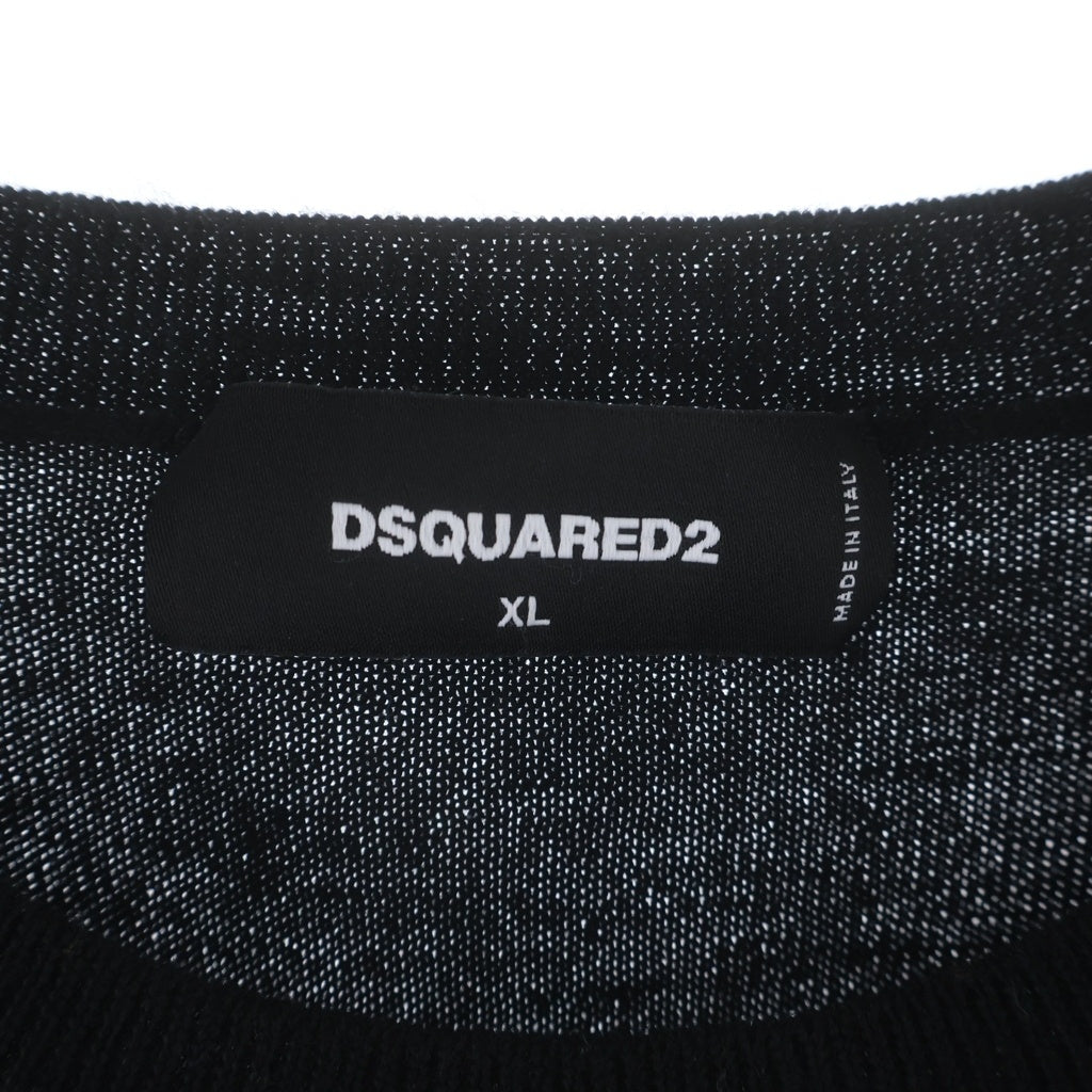 DSQUARED2(ディースクエアード) CARTOON PULLOVER センターロゴ 長袖ニット S71HA1173 ブラック