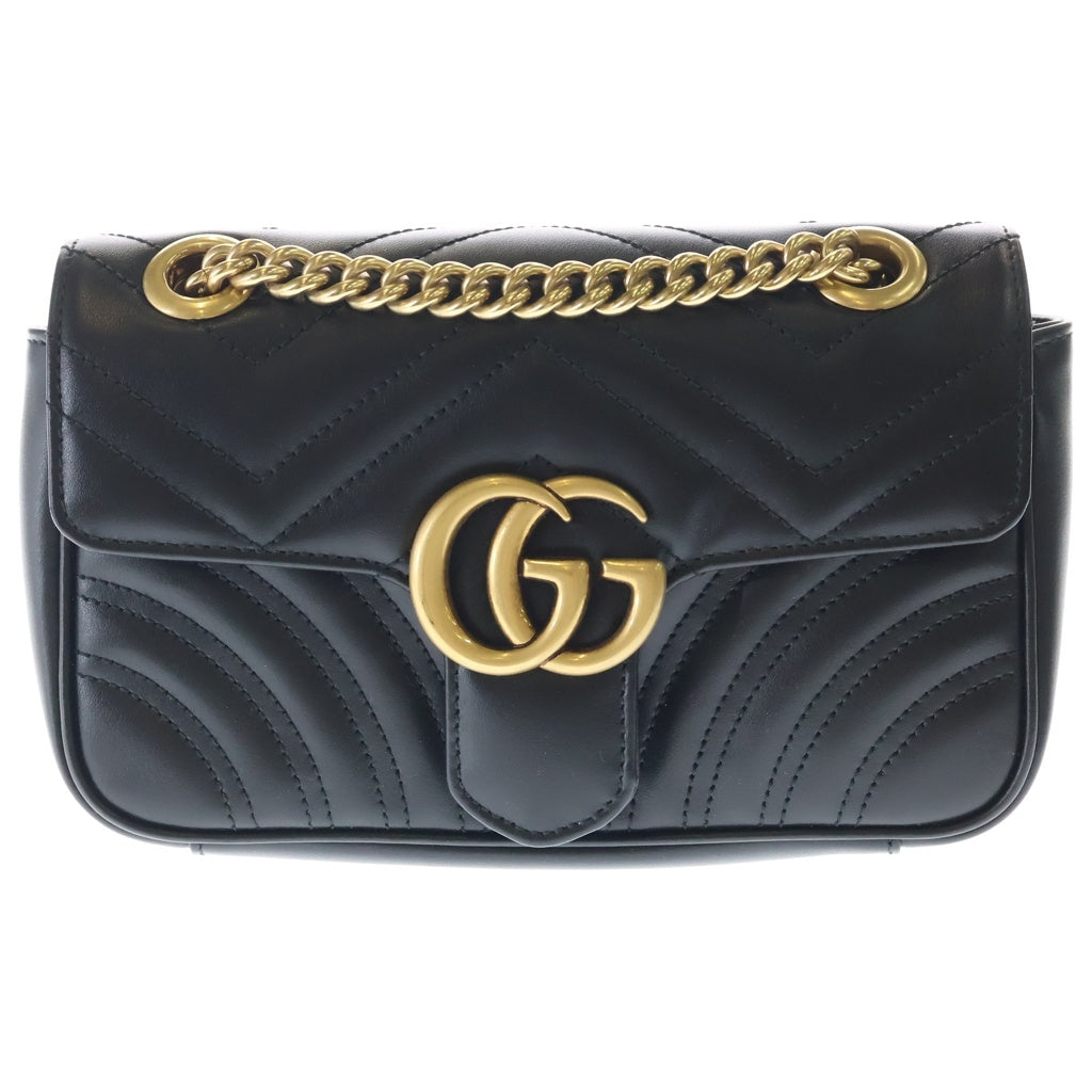 GUCCI(グッチ) GGマーモント レザー チェーンショルダーバッグ ブラック 446744 レディース