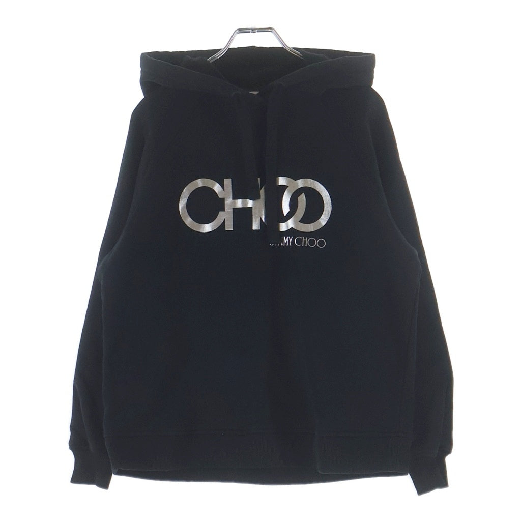 JIMMY CHOO(ジミーチュウ) センターロゴプリントプルオーバーパーカー ブラック/シルバー J000151816 レディース