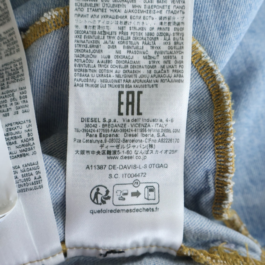DIESEL(ディーゼル) バッグDロゴ 長袖ロングシャツ ワンピース ライトブルー A113870TGAQ レディース