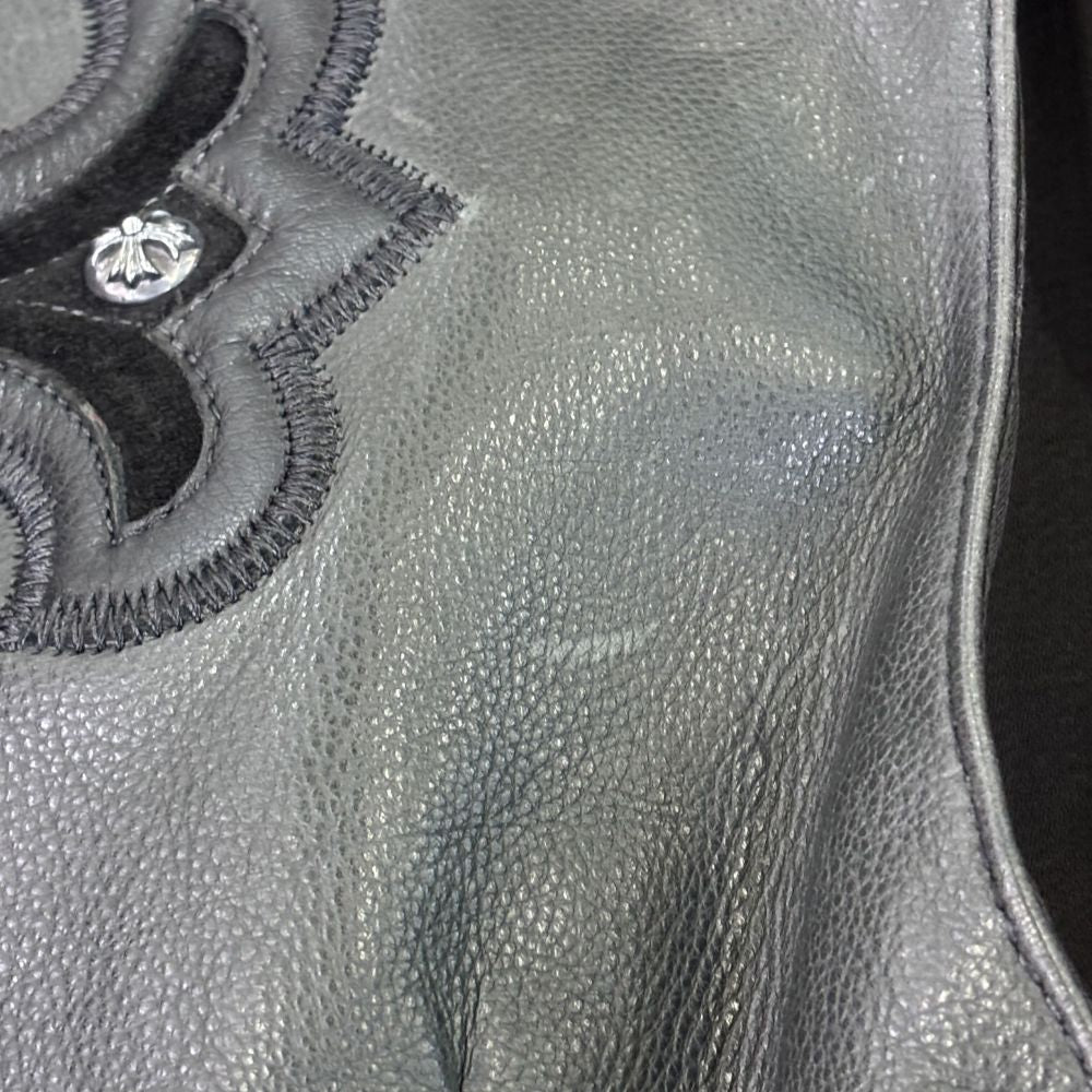 CHROME HEARTS(クロムハーツ) OLD 6BTN ZIP FRNT VEST オールド フィリグリー装飾 クロスボールボタンレザーベスト ブラック