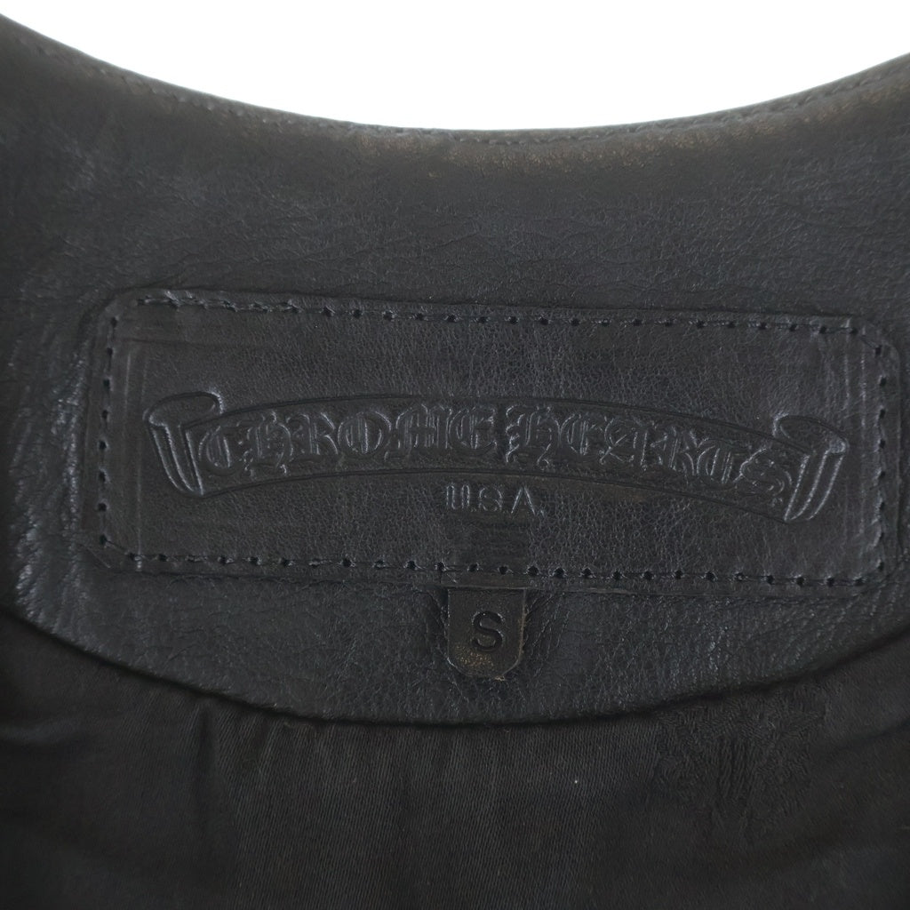 CHROME HEARTS(クロムハーツ) OLD 6BTN ZIP FRNT VEST オールド フィリグリー装飾 クロスボールボタンレザーベスト ブラック