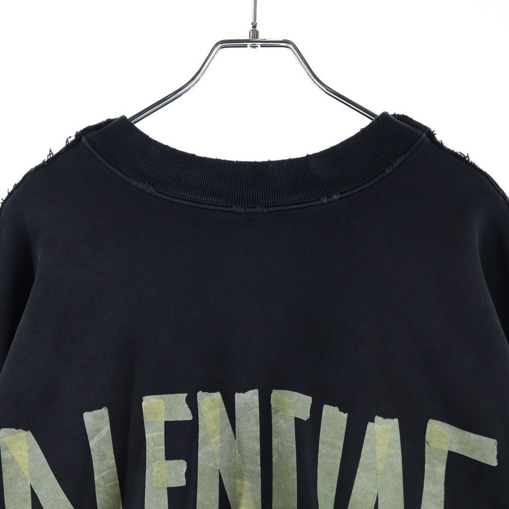 BALENCIAGA(バレンシアガ) 24SS Double Front Crew ダブルフロントダメージ加工クルーネックスウェットトレーナー ブラック 791614 TQVQ7