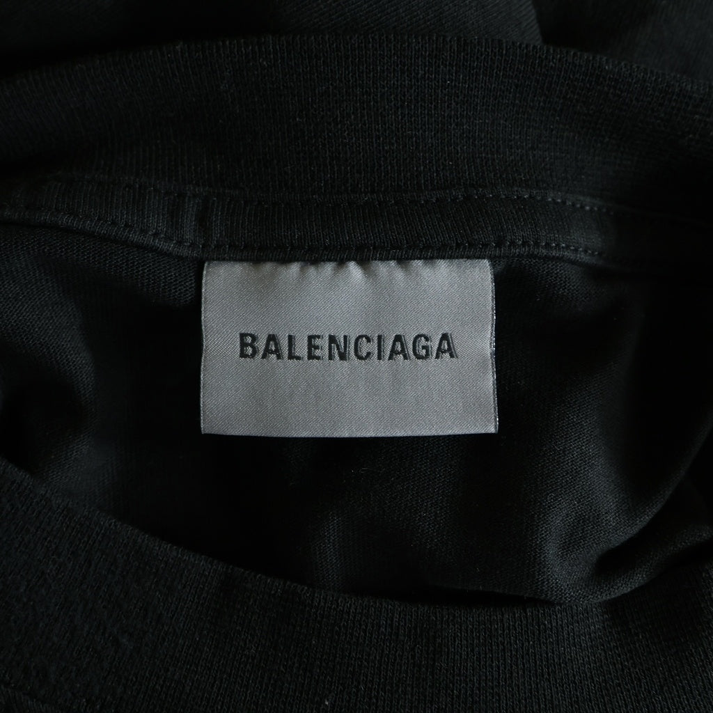 BALENCIAGA(バレンシアガ) 26SS Paris Thunderstorm Oversized T-Shirt デストロイ加工 クルーネック半袖Tシャツ ブラック