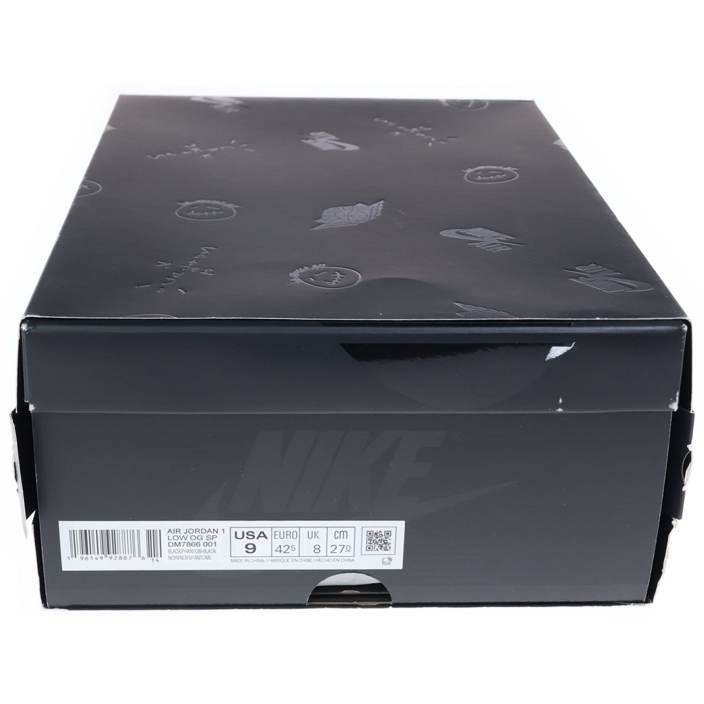 NIKE(ナイキ) ×TRAVIS SCOTT AIR JORDAN 1 LOW OG SP BLACK PHANTOM DM7866-001 エアジョーダン1 ブラックファントム ローカットスニーカー US9/27.0cm ブラック