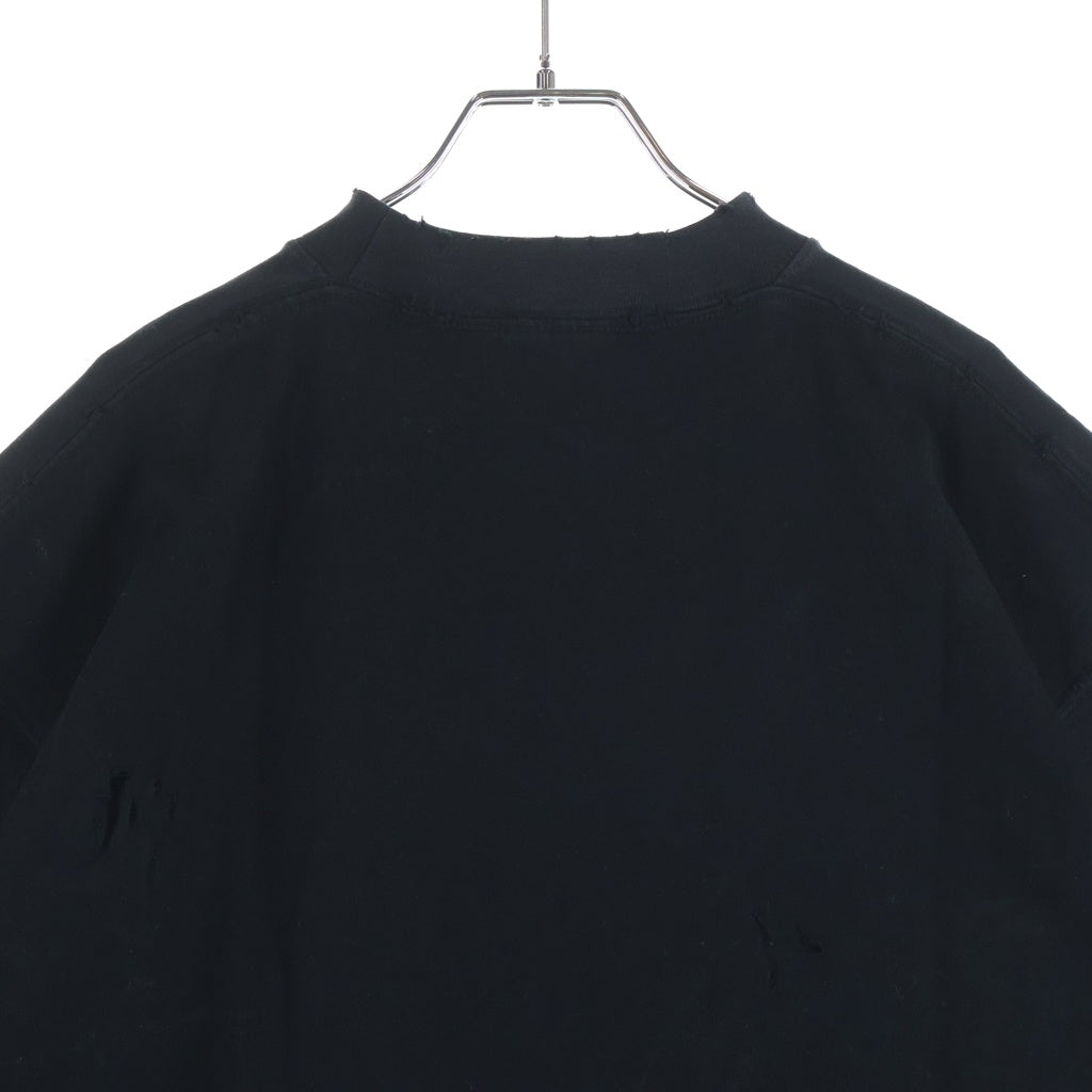 BALENCIAGA(バレンシアガ) 23SS Paris Moon Upside Down パリス ムーン アップサイドダウン デストロイ加工 プリントTシャツ 半袖カットソー 698811 ブラック