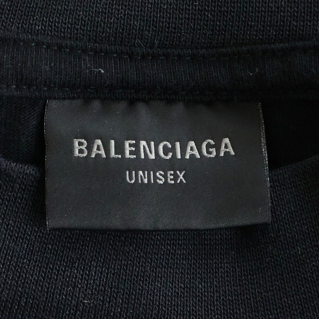BALENCIAGA(バレンシアガ) 23SS Paris Moon Upside Down パリス ムーン アップサイドダウン デストロイ加工 プリントTシャツ 半袖カットソー 698811 ブラック