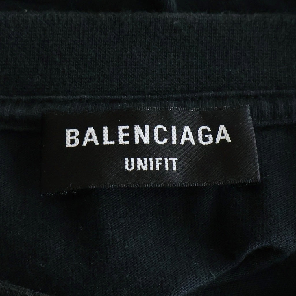 BALENCIAGA(バレンシアガ) 22AW Pre Owned BBロゴ ダメージ加工 ロングスリーブカットソー 長袖Tシャツ 699191 ブラック
