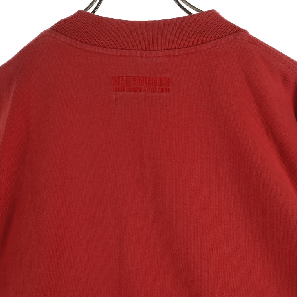 VETEMENTS(ヴェトモン) 18SS×TOMMY HILFIGER トミーヒルフィガー ロゴプリント 長袖Tシャツ MSS18TR45 レッド