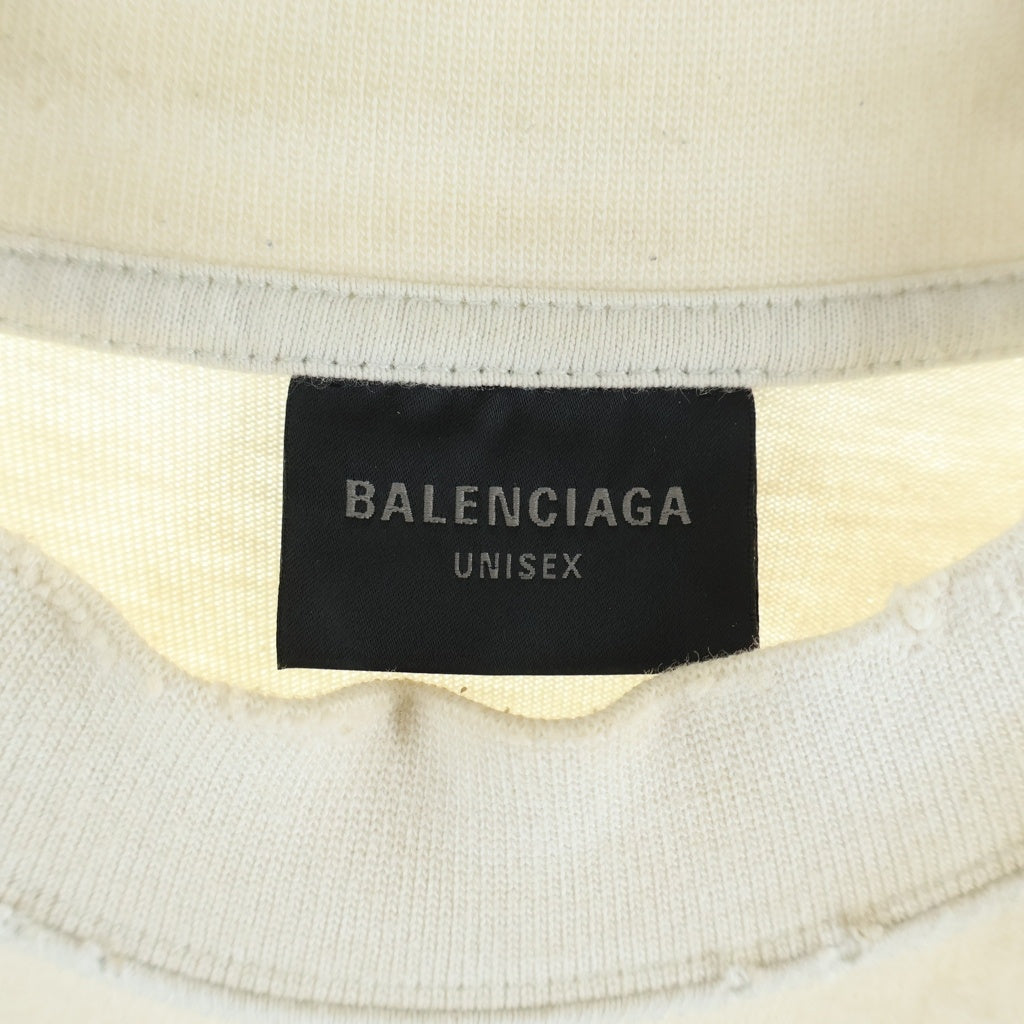 BALENCIAGA(バレンシアガ) 23AW クラッシュダスト加工 ワッペン 半袖Tシャツ 739028 TOVN2 ホワイト