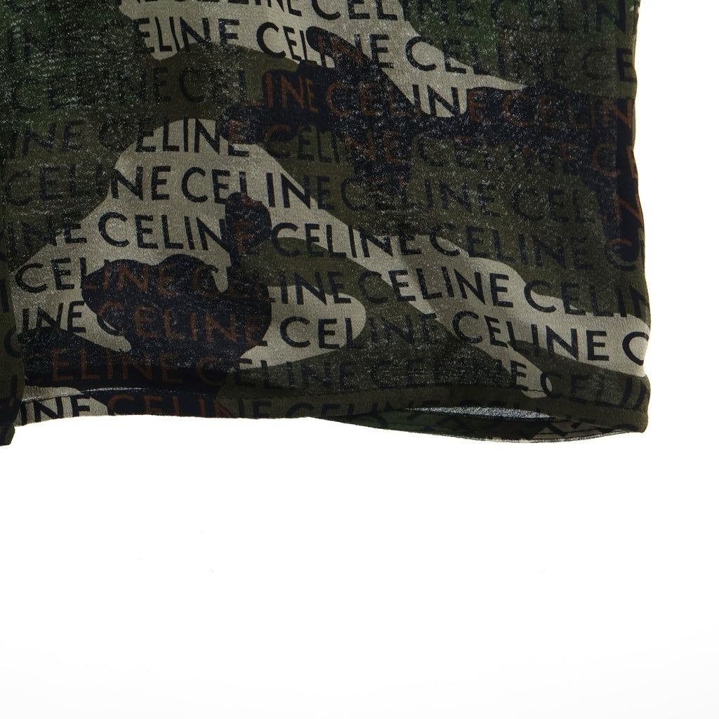 CELINE(セリーヌ) ゴールド金具シルク総柄プリント半袖ワンピース カモフラ 2R88E361R レディース