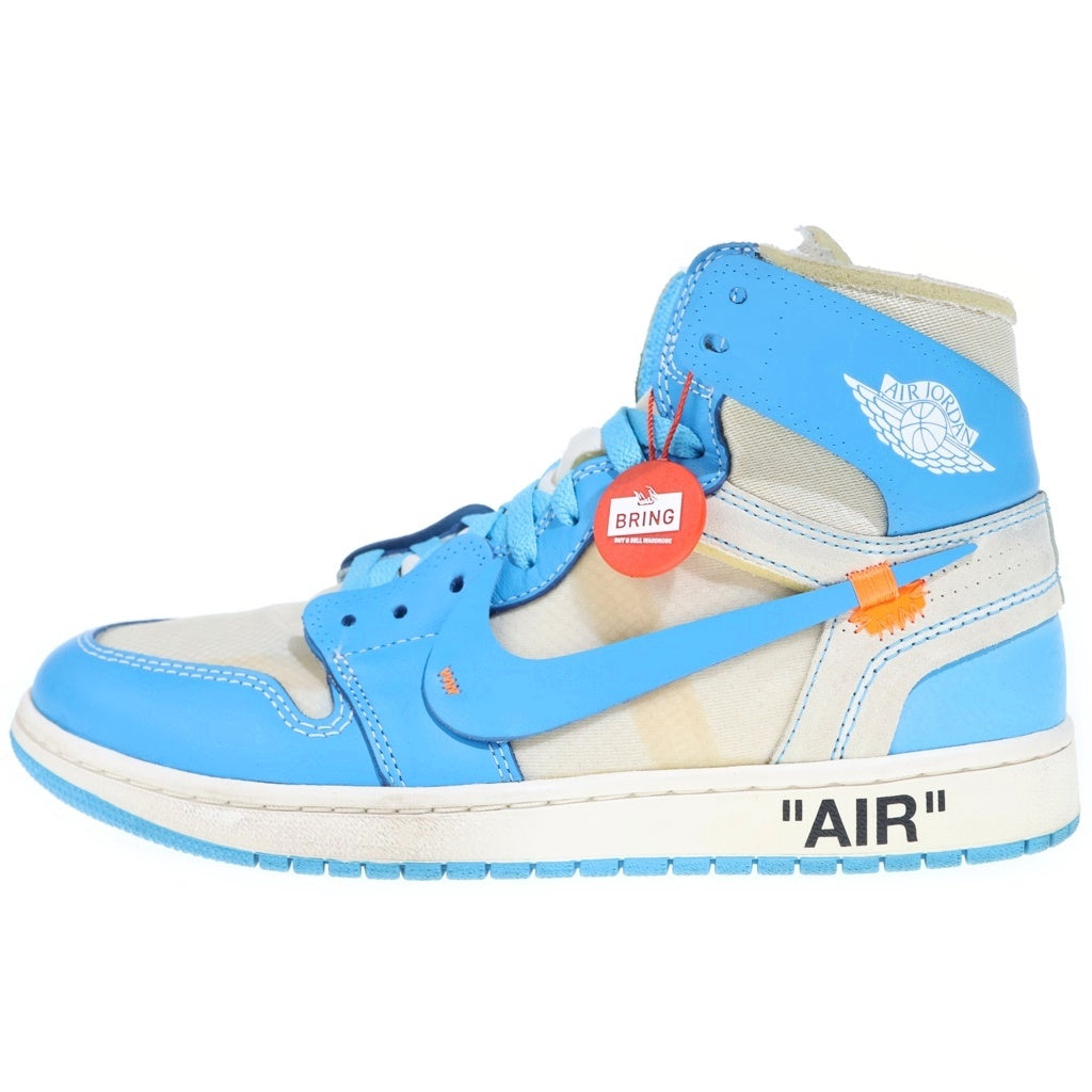 NIKE(ナイキ) ×OFF-WHITE AIR JORDAN 1 POWDER BLUE UNC AQ0818-148 オフホワイト エアジョーダン1 パウダーブルー ハイカットスニーカー US8.5/26.5cm ホワイト/ブルー