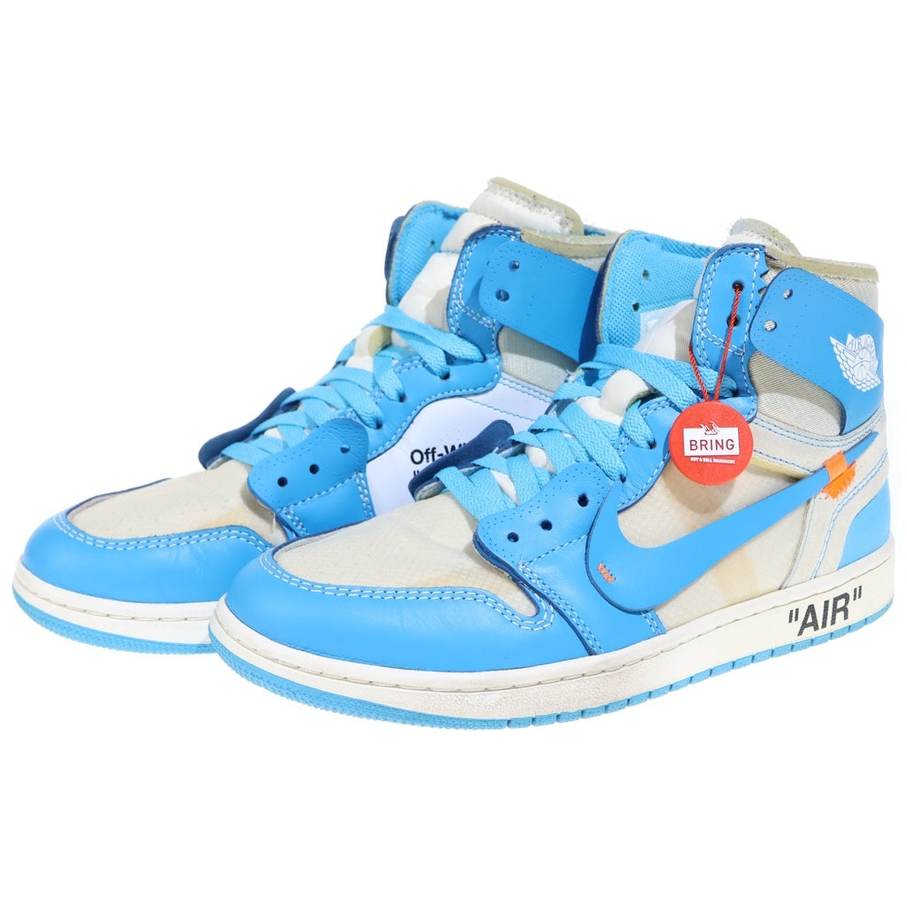NIKE(ナイキ) ×OFF-WHITE AIR JORDAN 1 POWDER BLUE UNC AQ0818-148 オフホワイト エアジョーダン1 パウダーブルー ハイカットスニーカー US8.5/26.5cm ホワイト/ブルー
