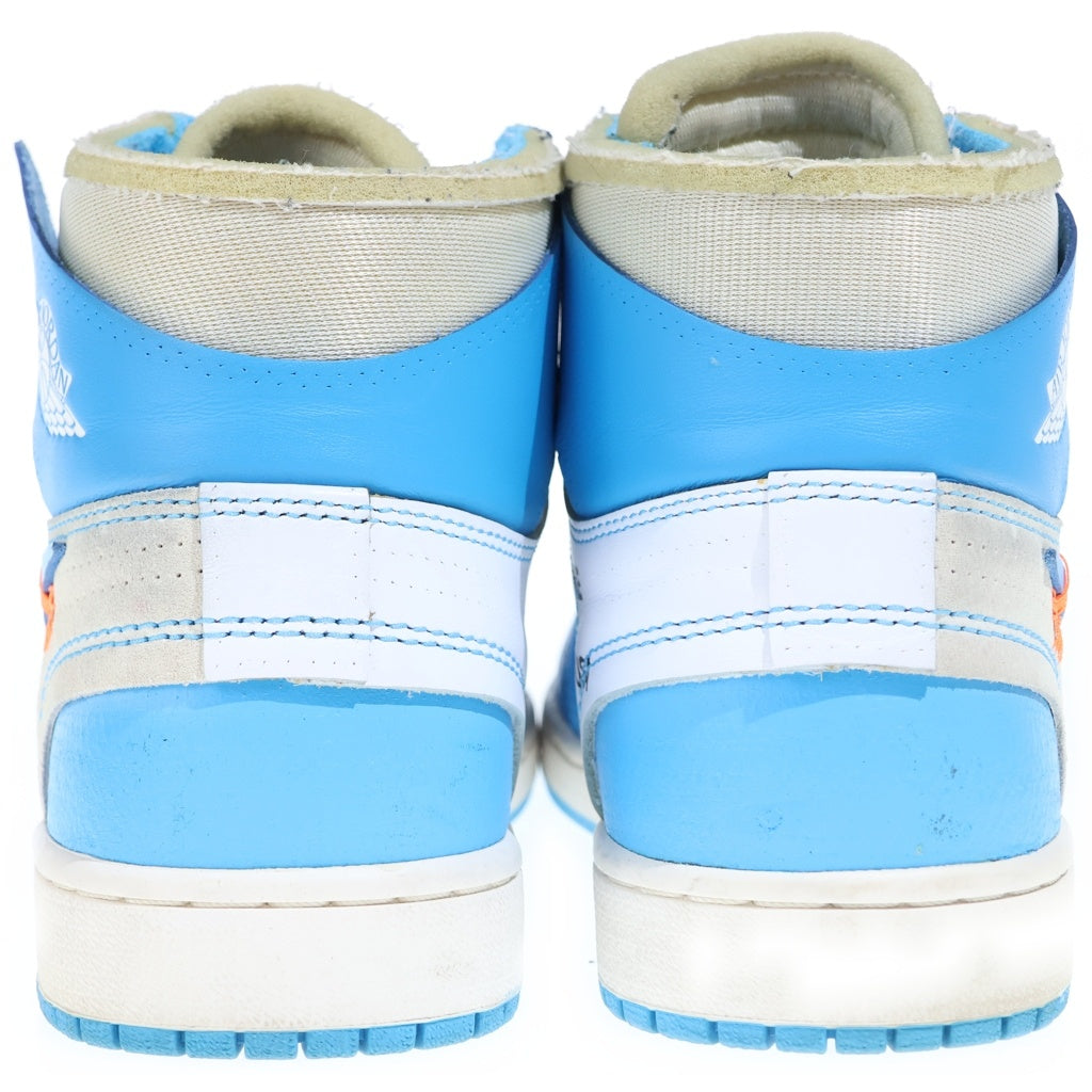 NIKE(ナイキ) ×OFF-WHITE AIR JORDAN 1 POWDER BLUE UNC AQ0818-148 オフホワイト エアジョーダン1 パウダーブルー ハイカットスニーカー US8.5/26.5cm ホワイト/ブルー