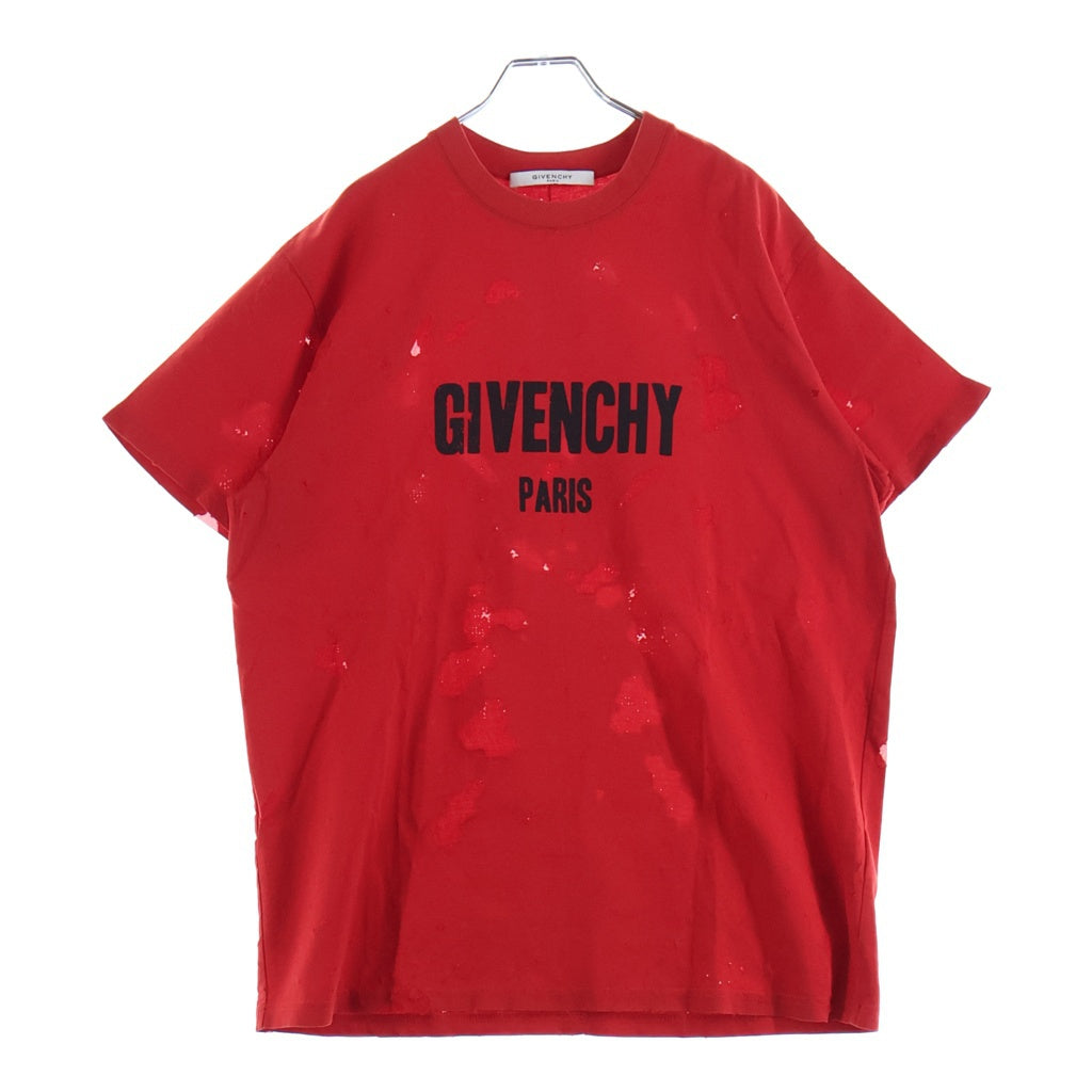GIVENCHY(ジバンシィ) ダメージ加工 ロゴプリント 半袖Tシャツ 17S 7382 651 レッド