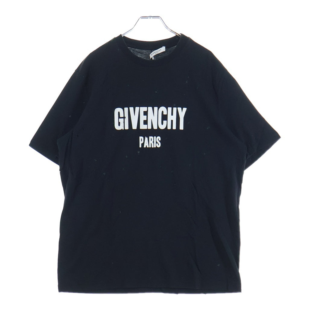 GIVENCHY(ジバンシィ) ダメージ加工 ロゴプリント 半袖Tシャツ 17A 7722 485 ブラック