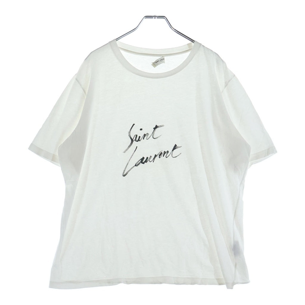 SAINT LAURENT PARIS(サンローランパリ) シグネチャーロゴプリント クルーネック 半袖Tシャツ 480335 YB2IS ホワイト