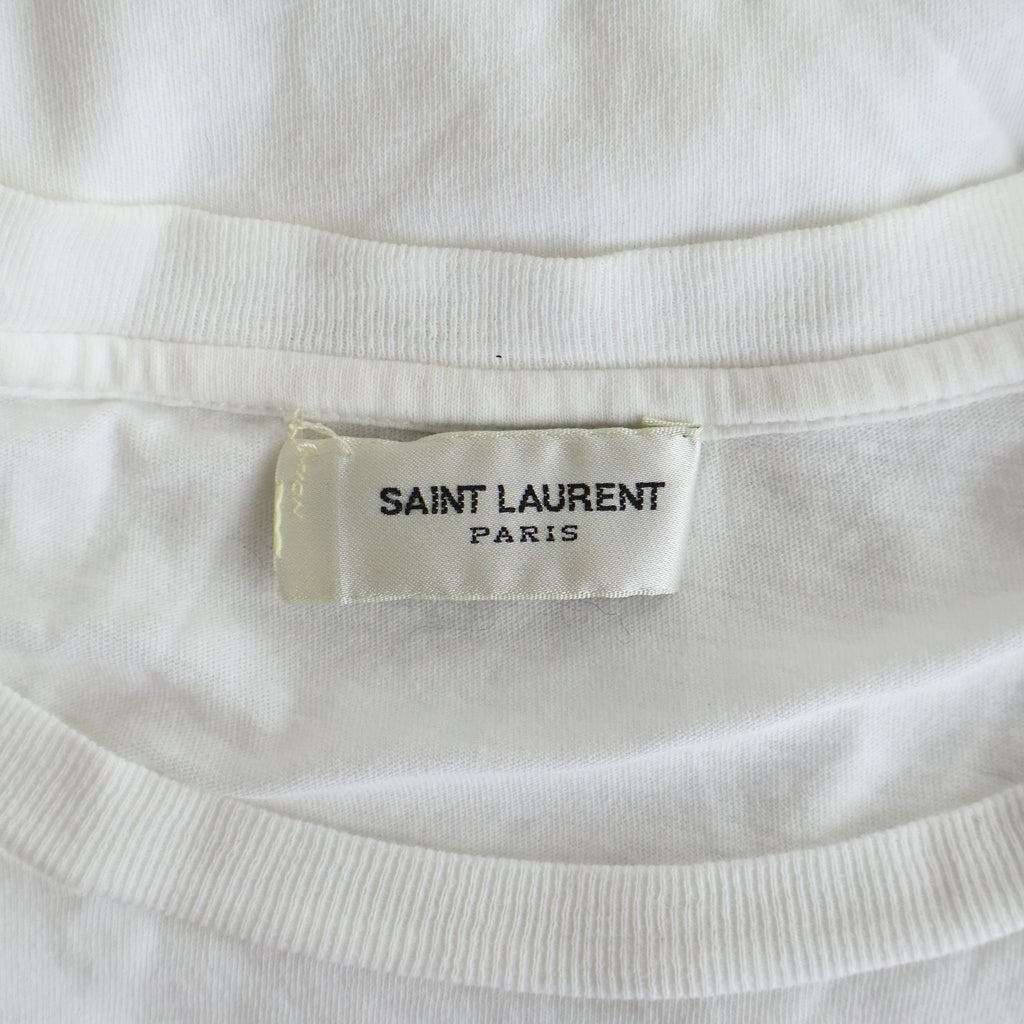 SAINT LAURENT PARIS(サンローランパリ) シグネチャーロゴプリント クルーネック 半袖Tシャツ 480335 YB2IS ホワイト