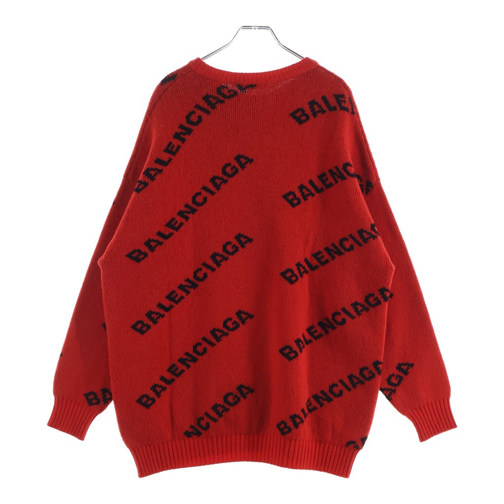 BALENCIAGA(バレンシアガ) LOGO CREW KNIT ロゴニット セーター ウール 542601 T1473 レッド