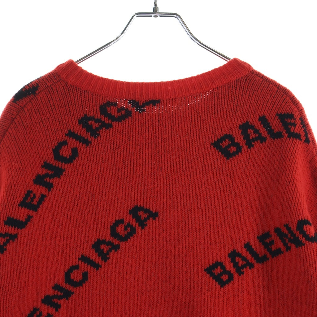 BALENCIAGA(バレンシアガ) LOGO CREW KNIT ロゴニット セーター ウール 542601 T1473 レッド
