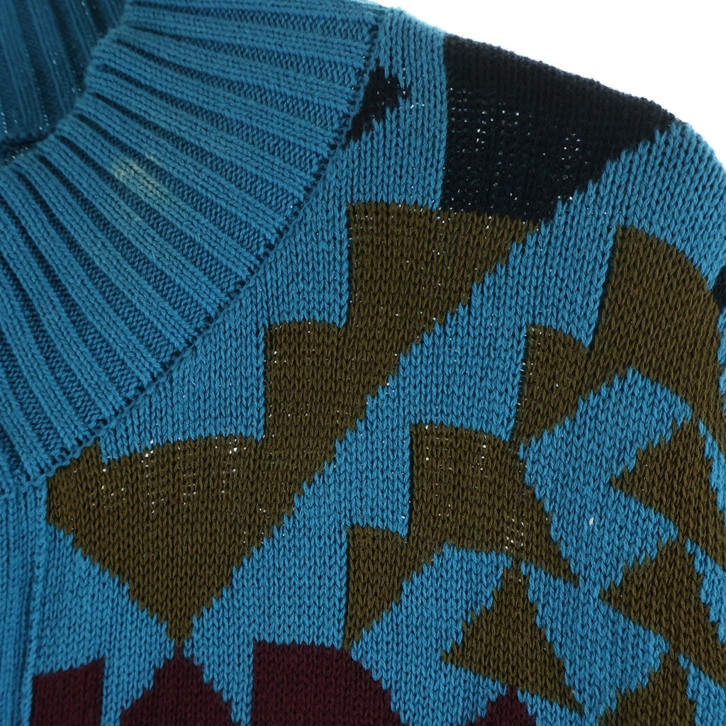 Sacai(サカイ) 19SS ×PENDLETON ペンドルトン ドッキング アシンメトリー カーディガン 19-01886M ブルー/グリーン