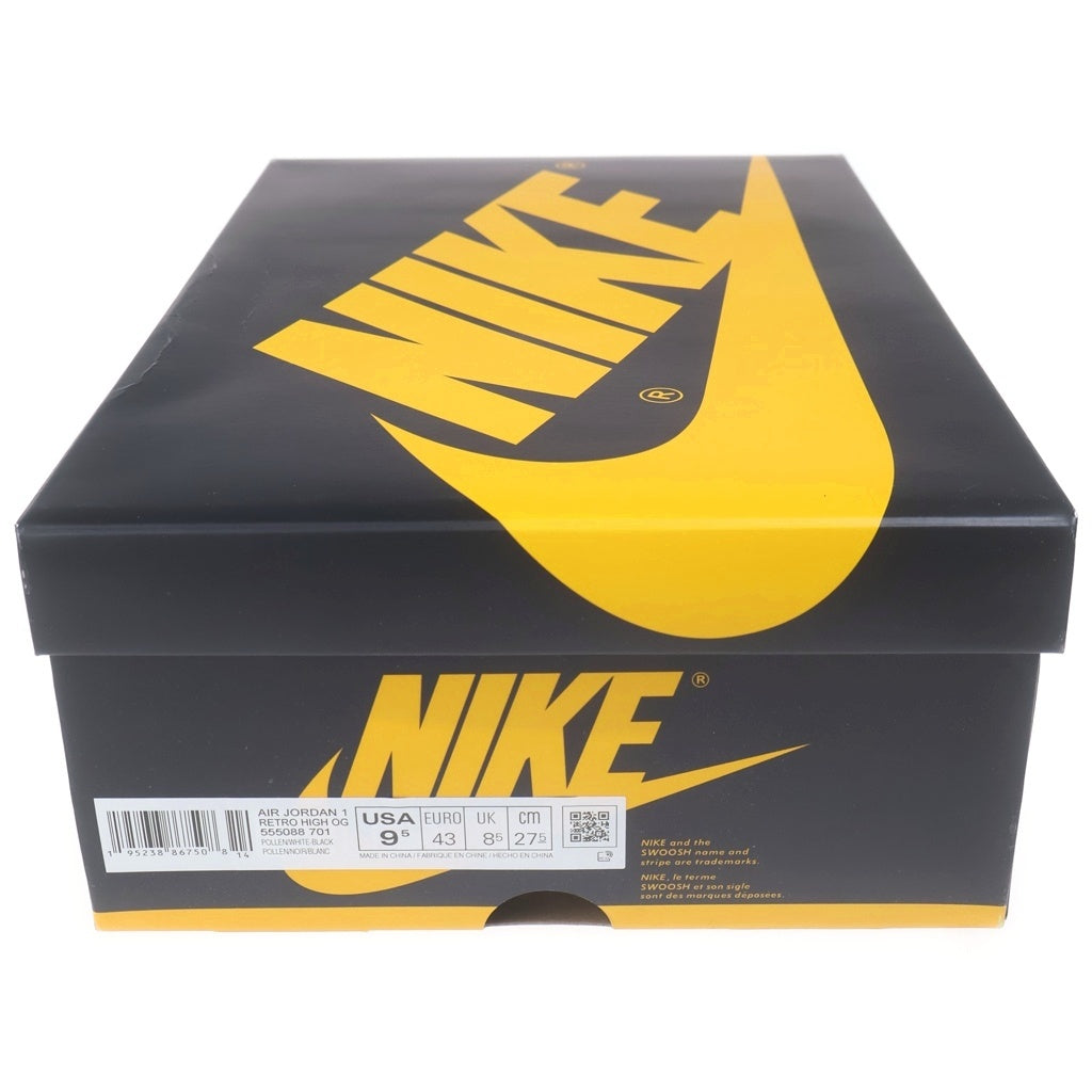NIKE(ナイキ) AIR JORDAN 1 RETRO HIGH OG POLLEN 555088-701 エアジョーダン レトロ パラン ハイカットスニーカー US9.5/27.5cm イエロー/ブラック