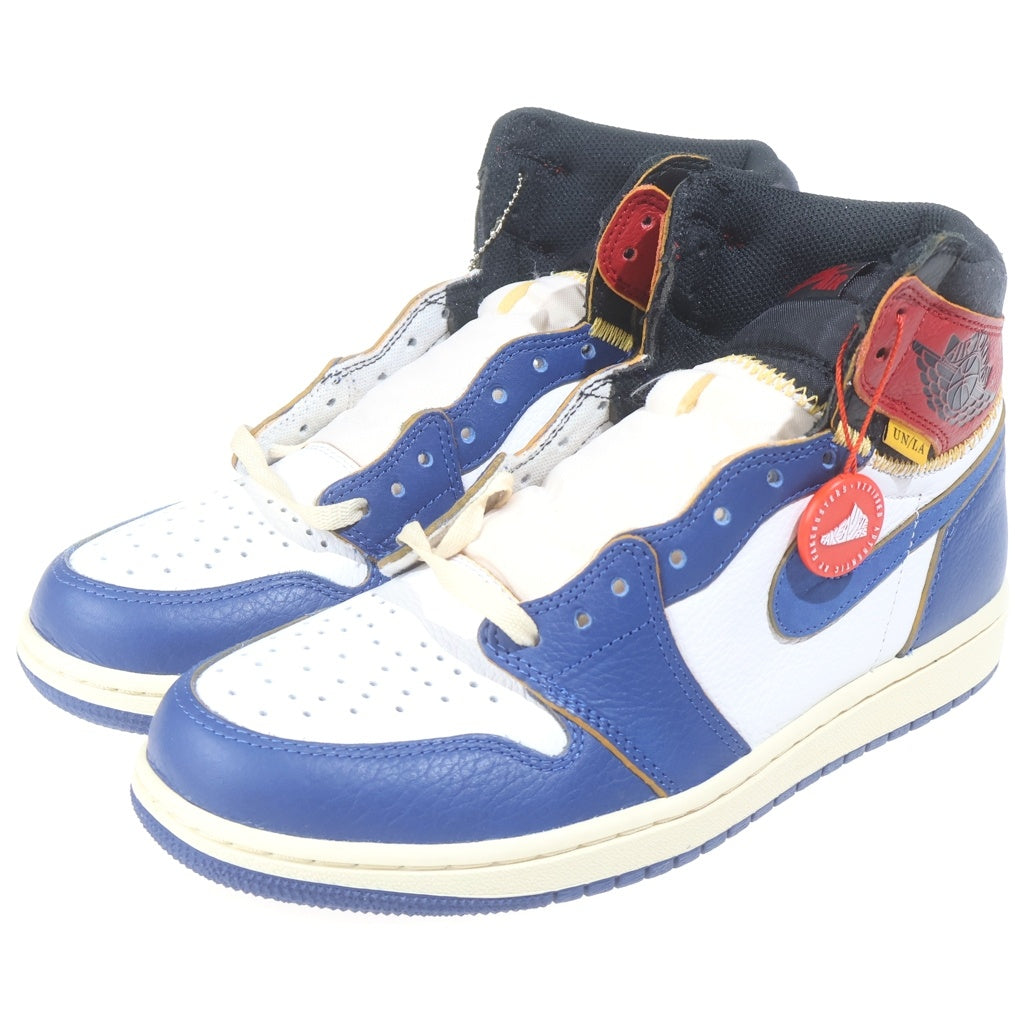 NIKE(ナイキ) ×UNION AIR JORDAN 1 RETRO HI NRG BV1300-146 ユニオン エアジョーダン1 レトロ ハイカットスニーカー US9.5/27.5cm ホワイト/ブルー/レッド