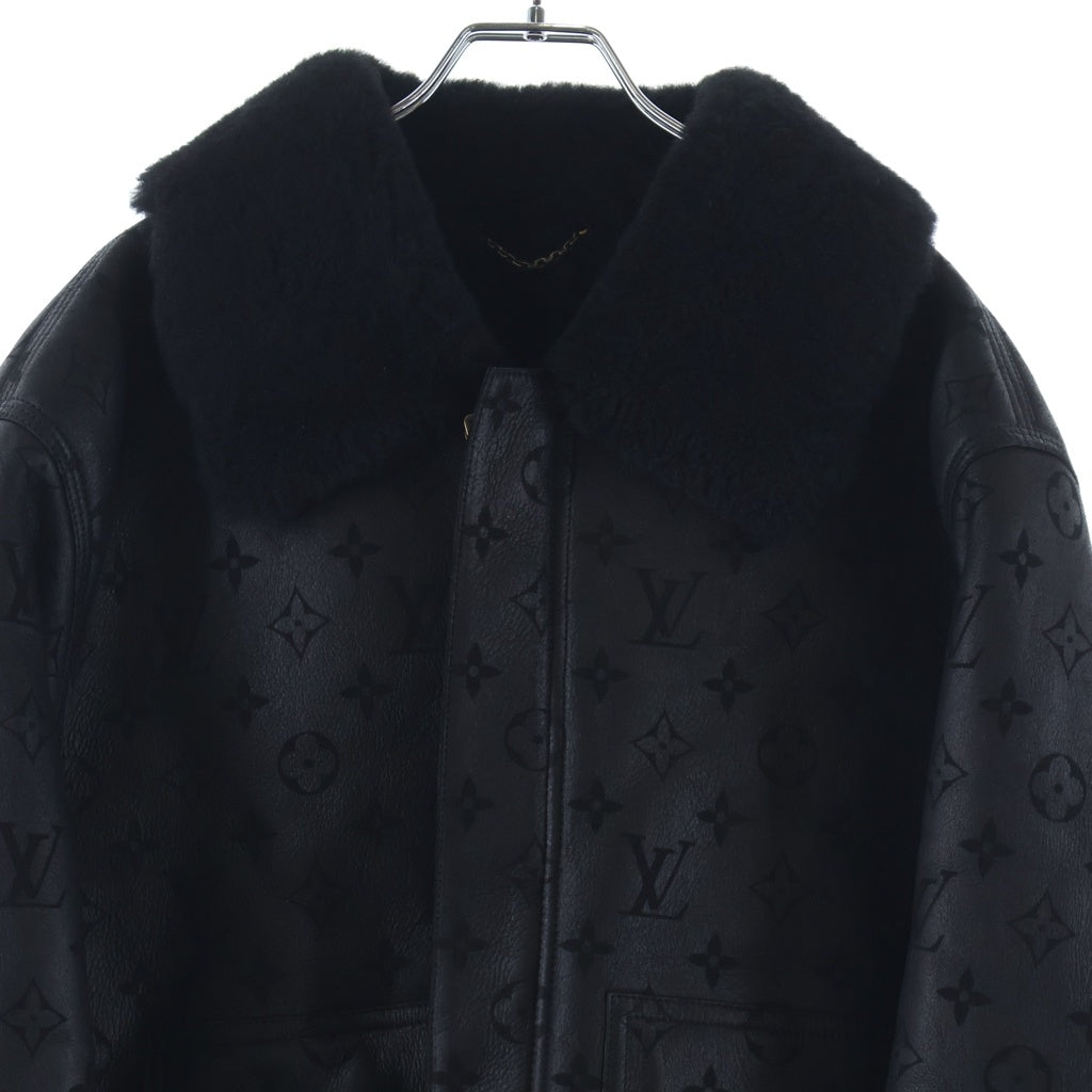 LOUIS VUITTON(ルイヴィトン) Monogram Leather Sherpa Jacket シアリング エンボスモノグラム レザージャケット RM231Q YGL HJL62X ブラック