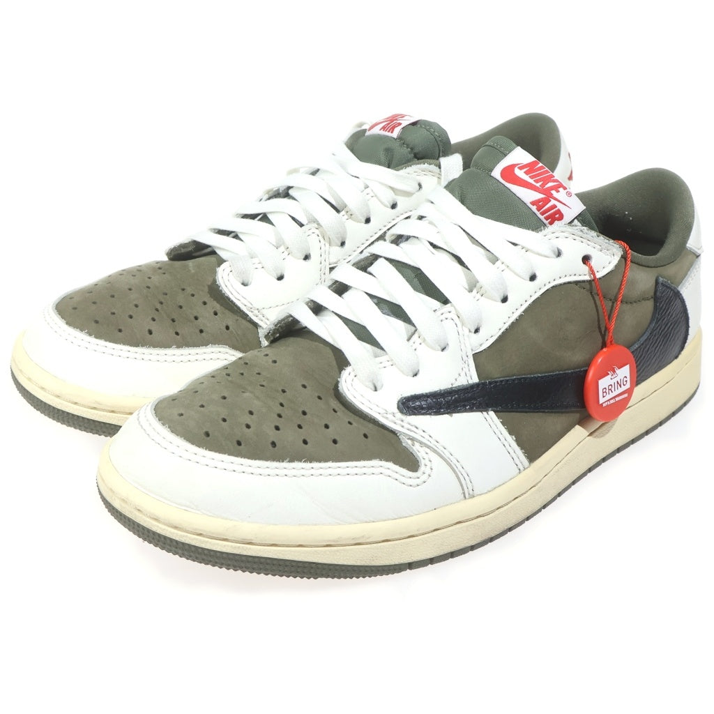 NIKE(ナイキ) ×TAVIS SCOTT AIR JORDAN1 LOW OG SP DM7866-200 トラヴィス スコット エアジョーダン1 リバースオリーブ ローカットスニーカー US8/26.0cm オリーブ/ホワイト