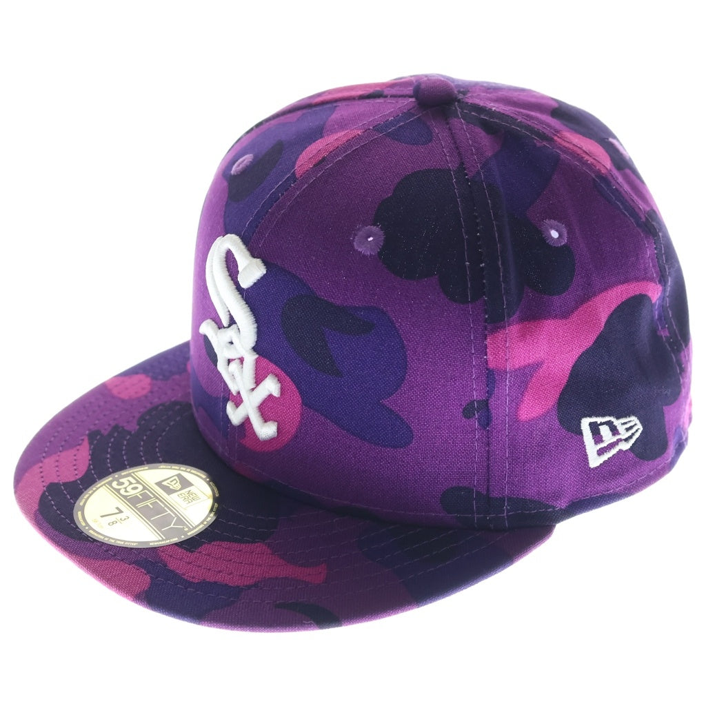 A BATHING APE(アベイシングエイプ) ×MLB ×NEW ERA BASEBALL CAP メジャーリーグ シカゴ ホワイトソックス ベースボールキャップ カモフラ 001CPK231903C パープル