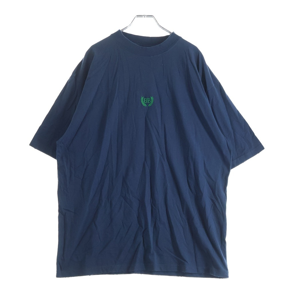 BALENCIAGA(バレンシアガ) LAUREL CLASSIC MEDIUM FIT T-SHIRT ローレルクラシック ロゴ刺繍 半袖Tシャツカットソー 764235 ブルー