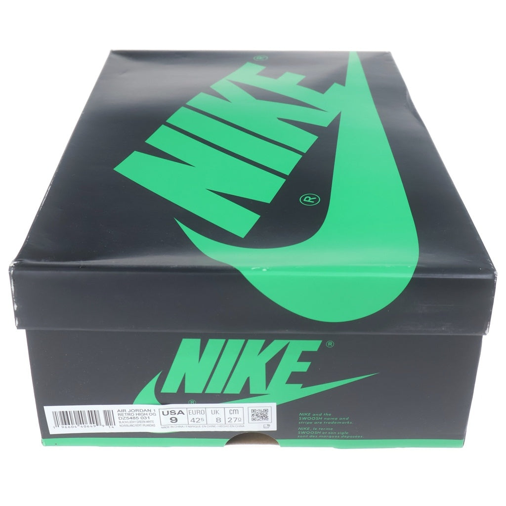 NIKE(ナイキ) AIR JORDAN 1 HI Black and Lucky Green DZ5485-031 エアジョーダン1 ラッキーグリーン ハイカットスニーカー US9/27.0cm