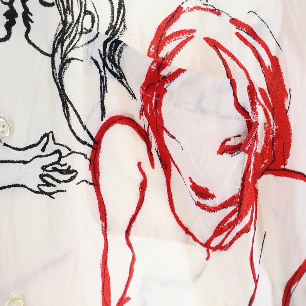 SUPREME(シュプリーム) 19AW Rita Ackermann Rayon Shirt リタ アッカーマン 半袖シャツ ホワイト/レッド
