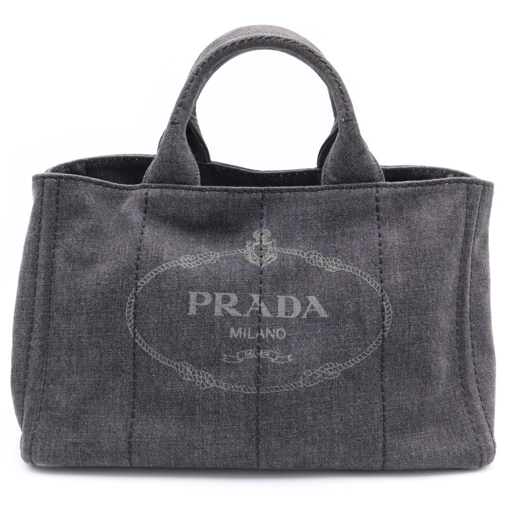 PRADA(プラダ) カナパ デニム トートバッグ ハンドバッグ ブラック