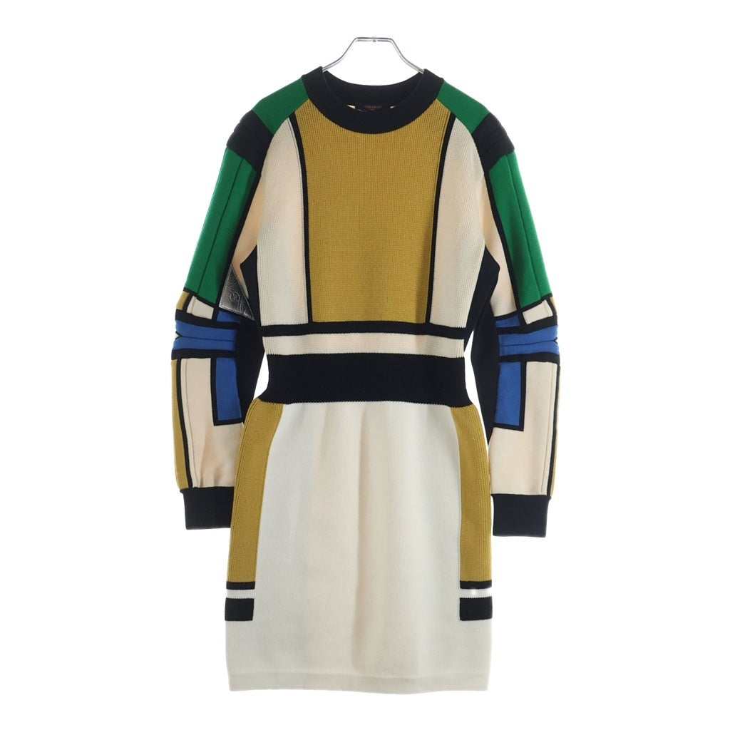 LOUIS VUITTON(ルイヴィトン) 19AW レザーパッチ ニット ワンピース FHKD98RZE マルチ レディース
