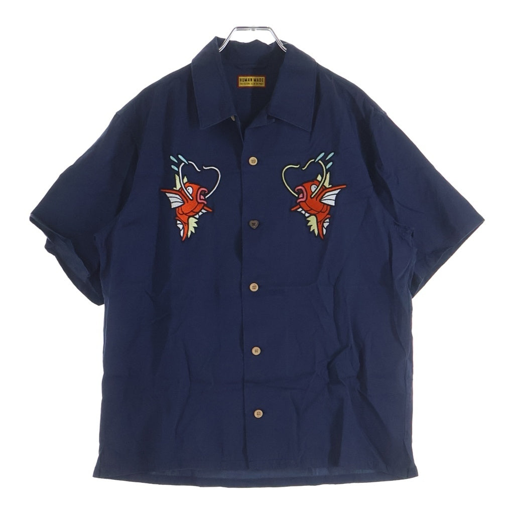 HUMAN MADE(ヒューマンメイド) POKEMON MADE ALOHA SHIRT コイキング フロント刺繍半袖アロハシャツ ネイビー XX31SH001