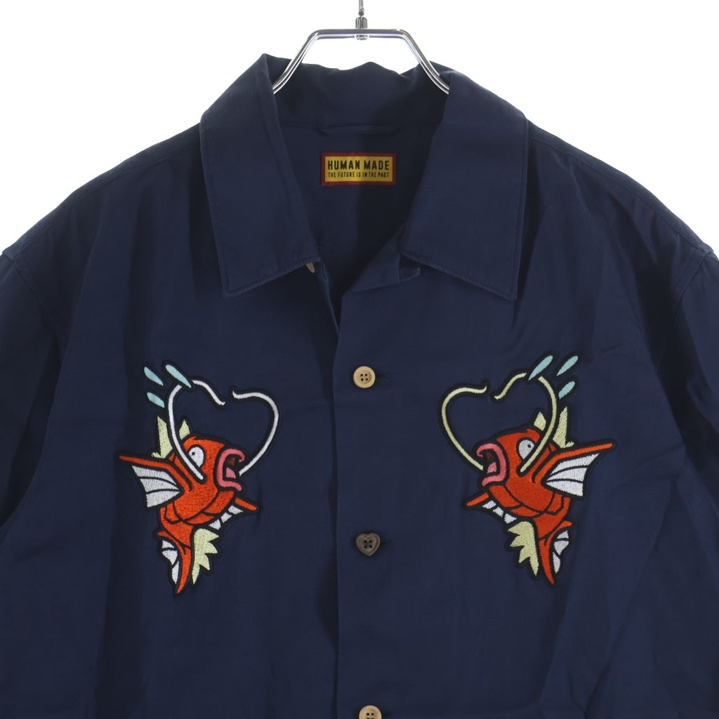 HUMAN MADE(ヒューマンメイド) POKEMON MADE ALOHA SHIRT コイキング フロント刺繍半袖アロハシャツ ネイビー XX31SH001