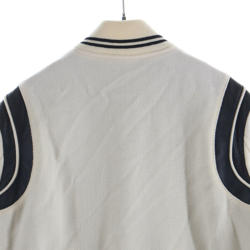SAINT LAURENT PARIS(サンローランパリ) 22SS Teddy Jacket テディジャケット スタジアムジャケット 354718Y 213Q ホワイト/ブラック