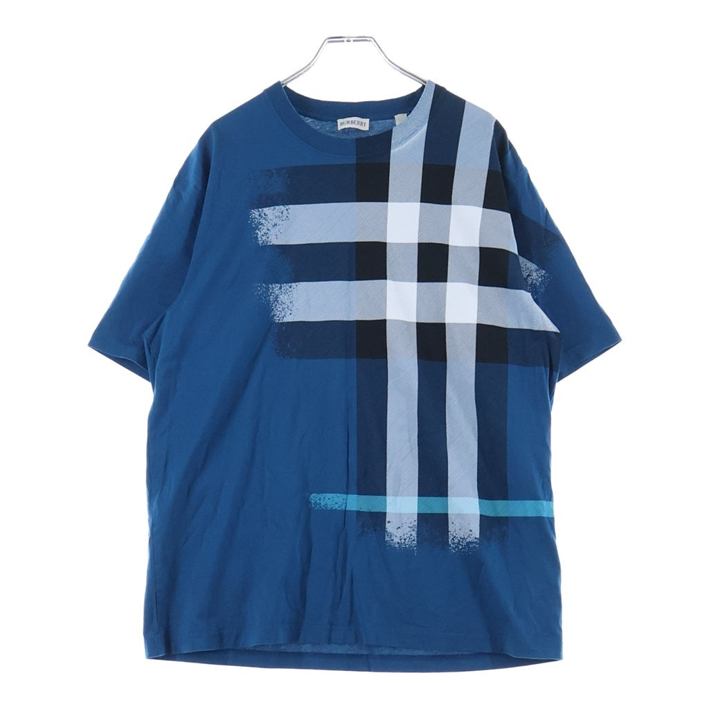 BURBERRY(バーバリー) フロントメガチェックプリント 半袖Tシャツカットソー ブルー 8120955