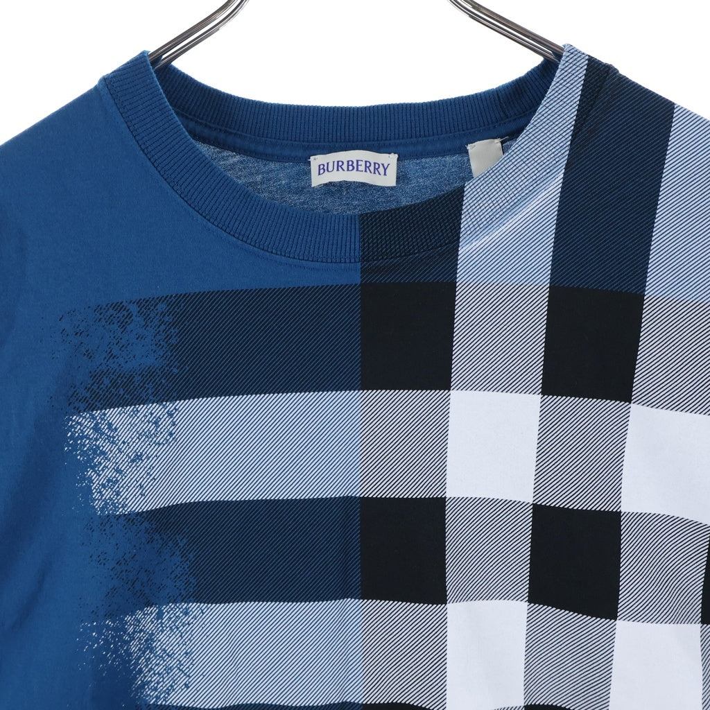 BURBERRY(バーバリー) フロントメガチェックプリント 半袖Tシャツカットソー ブルー 8120955
