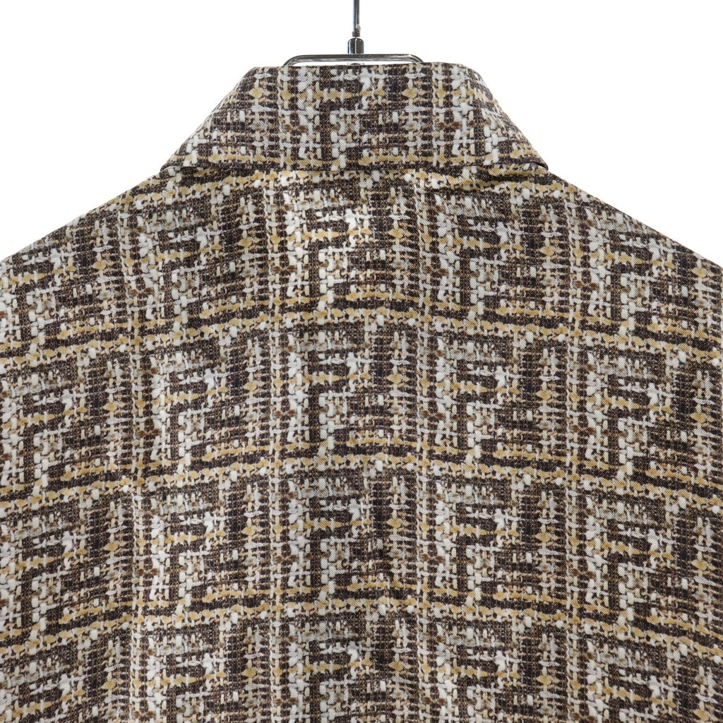 FENDI(フェンディ) 24SS FFプリント フライフロントカジュアルシルクシャツ 半袖シャツ ベージュ FS0795 AR6F