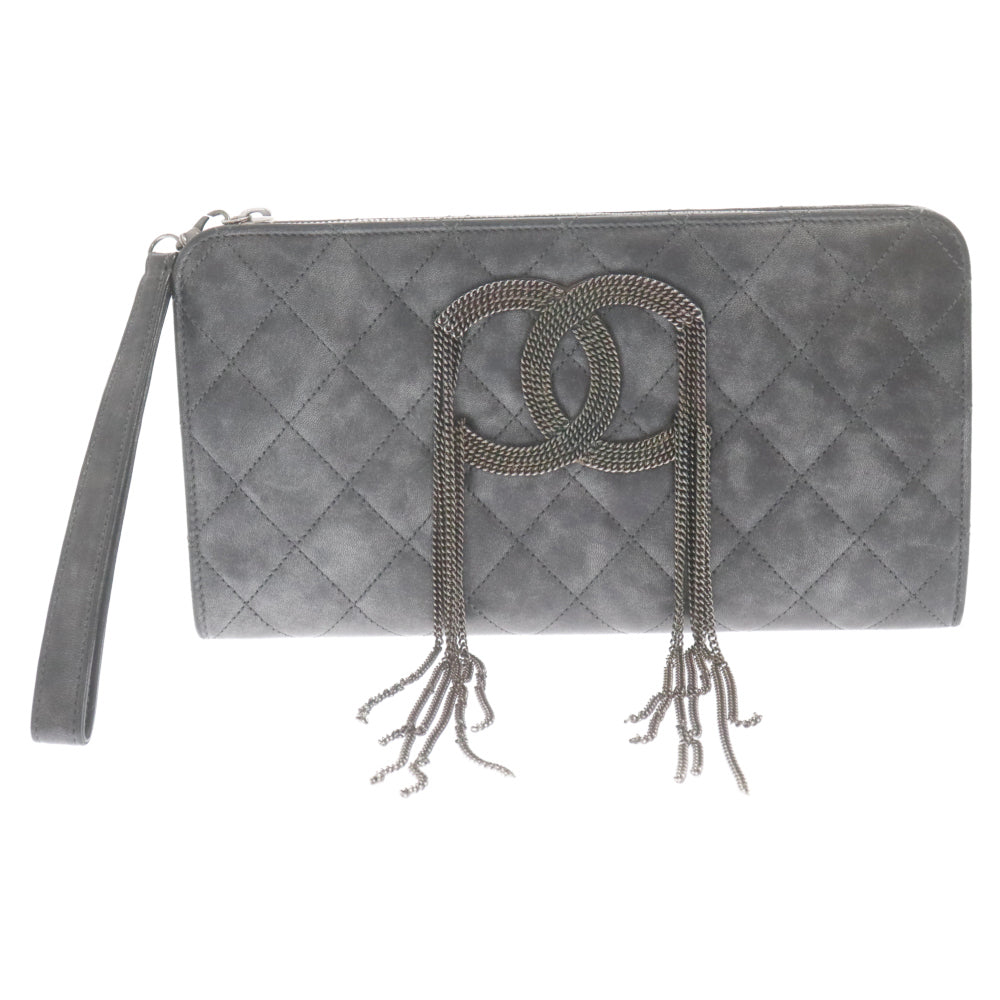 CHANEL(シャネル) マトラッセ ココマーク チェーン レザークラッチバッグ ブラック